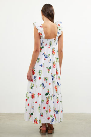 SKIES ARE BLUE Women's Dresses Printed Poplin V Neck Shirred Maxi Dress || David's Clothing