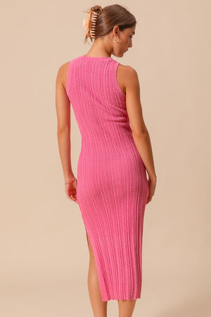 SO ME Women's Dresses Variegated Stretchy Rib Fitted Summer Midi Dress