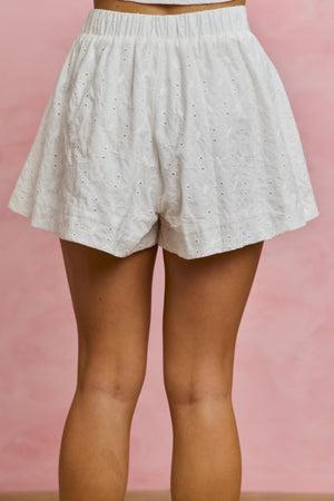 SO ME Women's Shorts Embroidered Eyelet Wide Leg Shorts