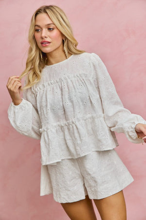 SO ME Women's Shorts Embroidered Eyelet Wide Leg Shorts