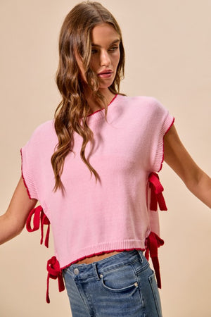 SO ME Women's Sweaters Lightweight Sweater Dolman Side Ribbon Tie Top