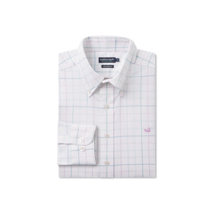 SOUTHERN MARSH COLLECTION Men's Sport Shirt TEAL & MINT / S Southern Marsh Lockhart Windowpane Performance Dress Shirt CLTXTLMT