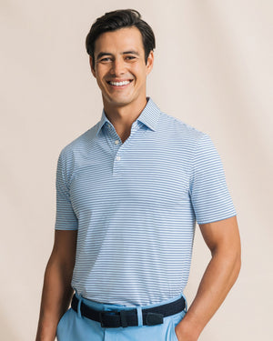 SOUTHERN TIDE Men's Polo Southern Tide Pelican Landing Stripe Coastal Breeze® Performance Polo