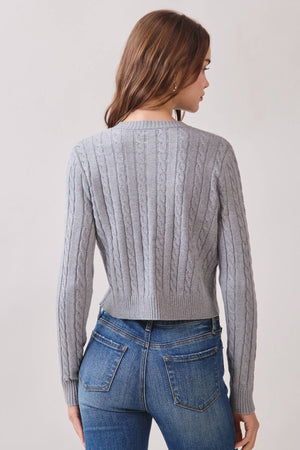 TCEC Women's Sweaters Cable Knit Crop Silhouette Button Front Cardigan