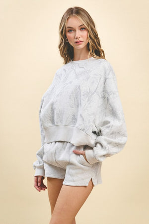 TCEC Women's Sweaters Camouflage Print Dropped Shoulders Sweatshirt || David's Clothing