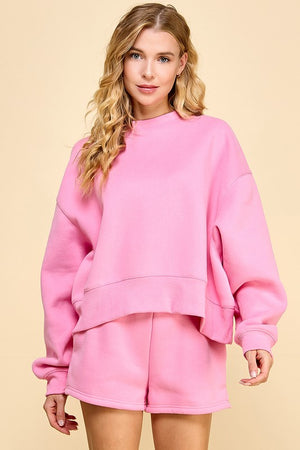 TCEC Women's Sweaters HOT PINK / S Dropped Shoulder Sweatshirt || David's Clothing CT7976