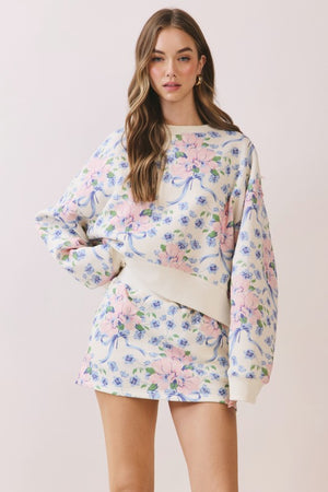 TCEC Women's Top Floral Print Oversized Sweatshirt Top