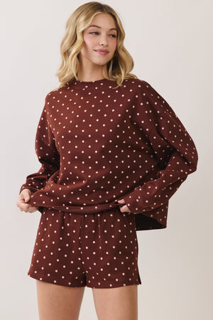 TCEC Women's Top Polka Dot Print Lounge Sweatshirt