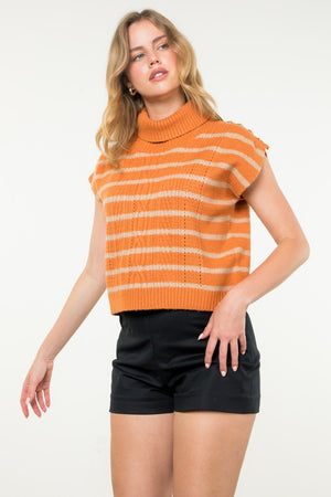 THML Women's Sweaters Turtleneck Stripe Vest || David's Clothing