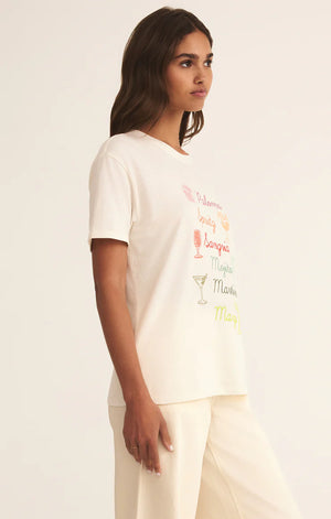 Z SUPPLY Women's Top Z Supply Cocktails Boyfriend Tee || David's Clothing