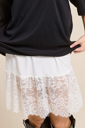 ZUTTER Women's Skirts WHITE / S Midi Slip Lace Skirt FB1000