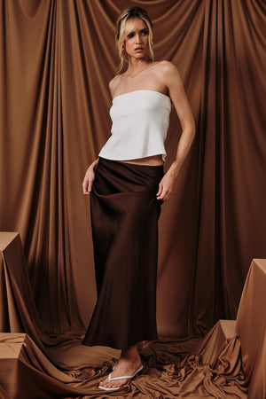 Bias Satin Midi Skirt
