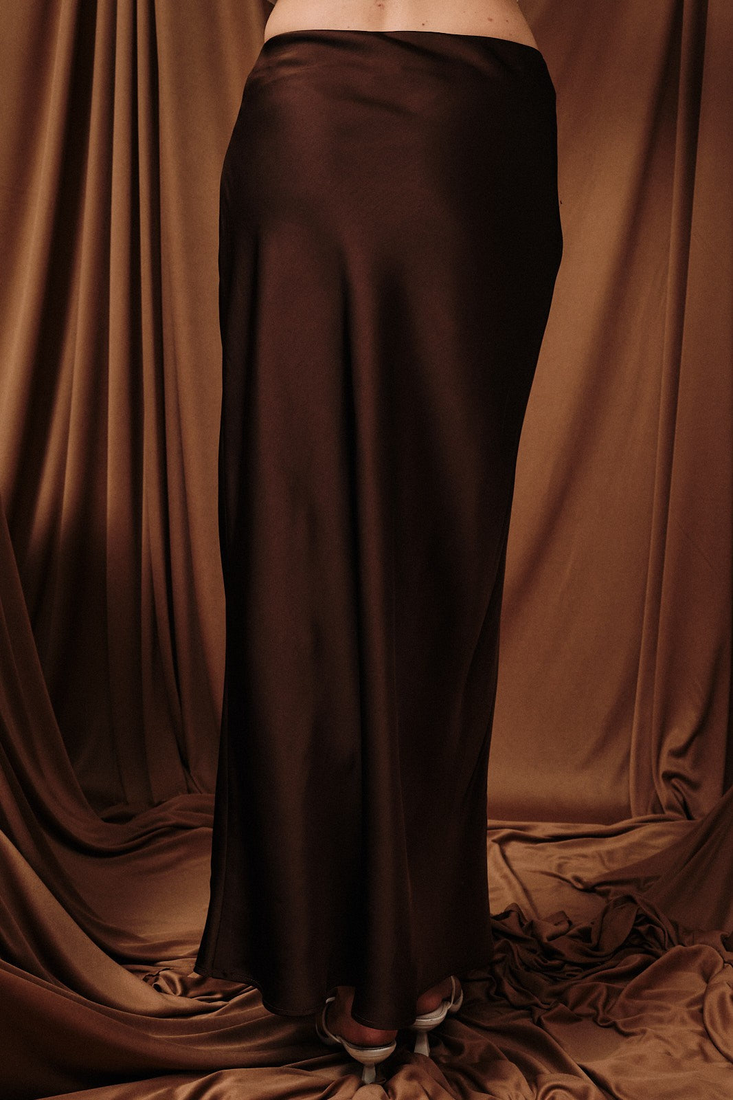 Bias Satin Midi Skirt