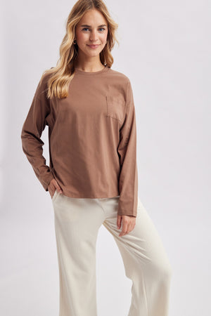 Oversized Chest Pocket Long Sleeve Tee