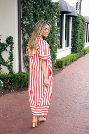 Karlie V-Neck Stripe Maxi Dress
