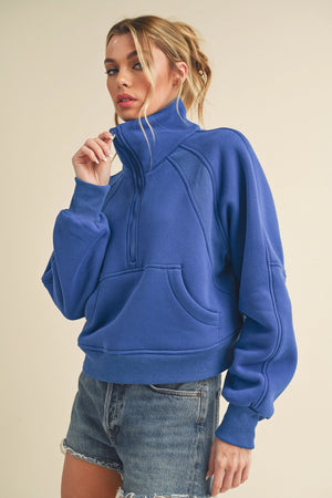 AEMI+CO Women's Pullovers Dove Funnel Neck Half Zip