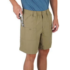 AFTCO MFG 14-Men's Activewear Aftco Original Fishing Shorts Long - Khaki || David's Clothing