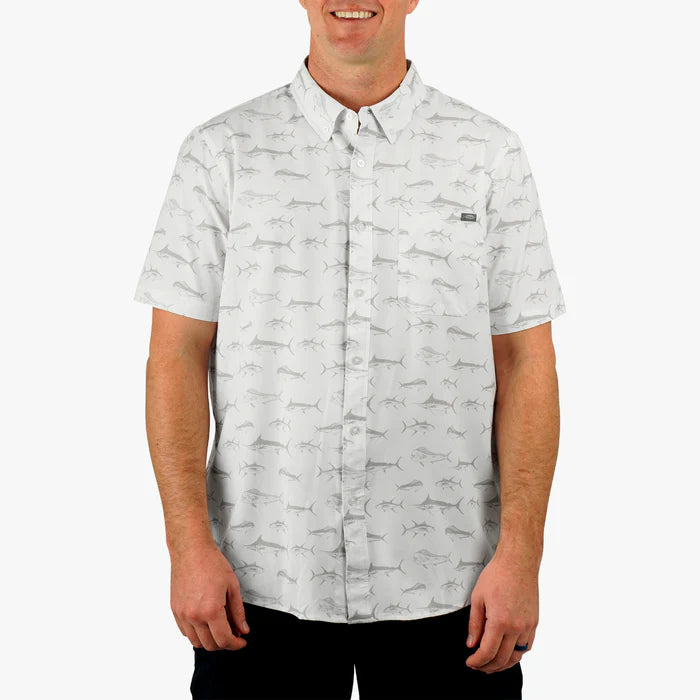 AFTCO MFG Men's Sport Shirt WHITE / S Aftco Boatbar SS Button Down Shirt M45346WHT