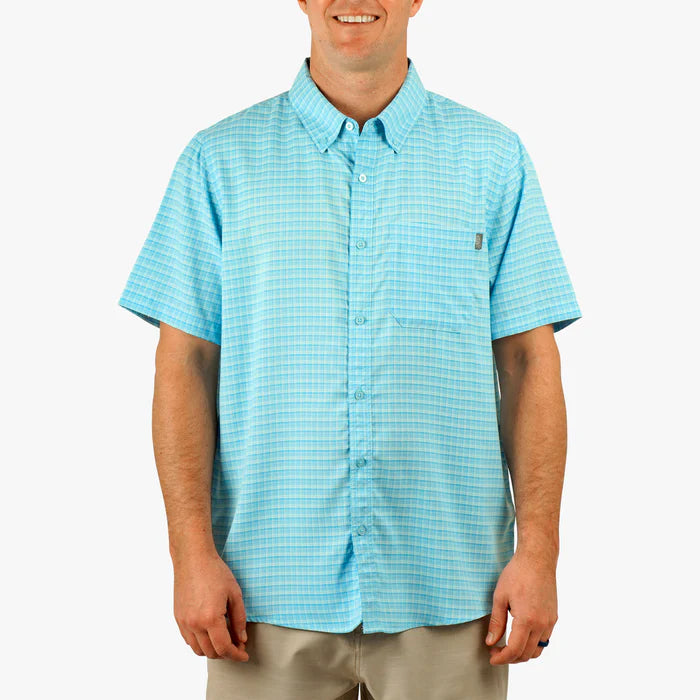 AFTCO MFG Men's Sport Shirt FATHOM / S Aftco Dorsal SS Button Down Shirt || David's Clothing M45326FTH