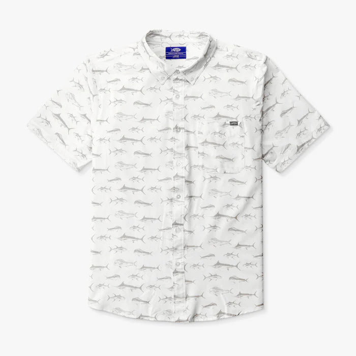 AFTCO MFG Men's Sport Shirt WHITE / S Aftco Boatbar SS Button Down Shirt M45346WHT