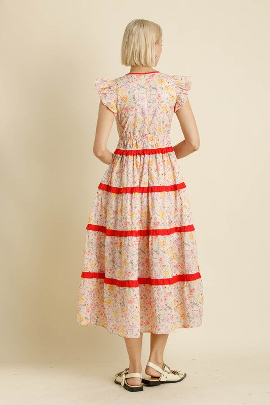 AUREUM Women's Dresses Aureum Contrast Floral Midi Dress || David's Clothing