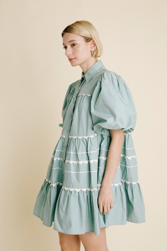 AUREUM Women's Dresses Ric Rac Trim Mini Dress || David's Clothing