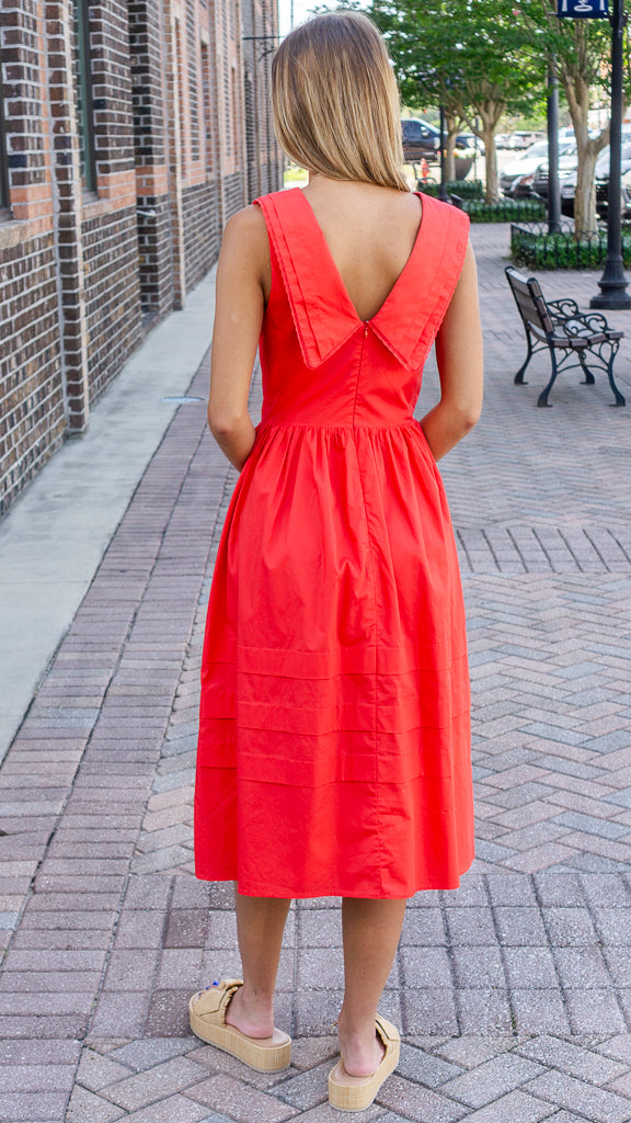 AUREUM Women's Dresses Sailor Collar Midi Dress || David's Clothing