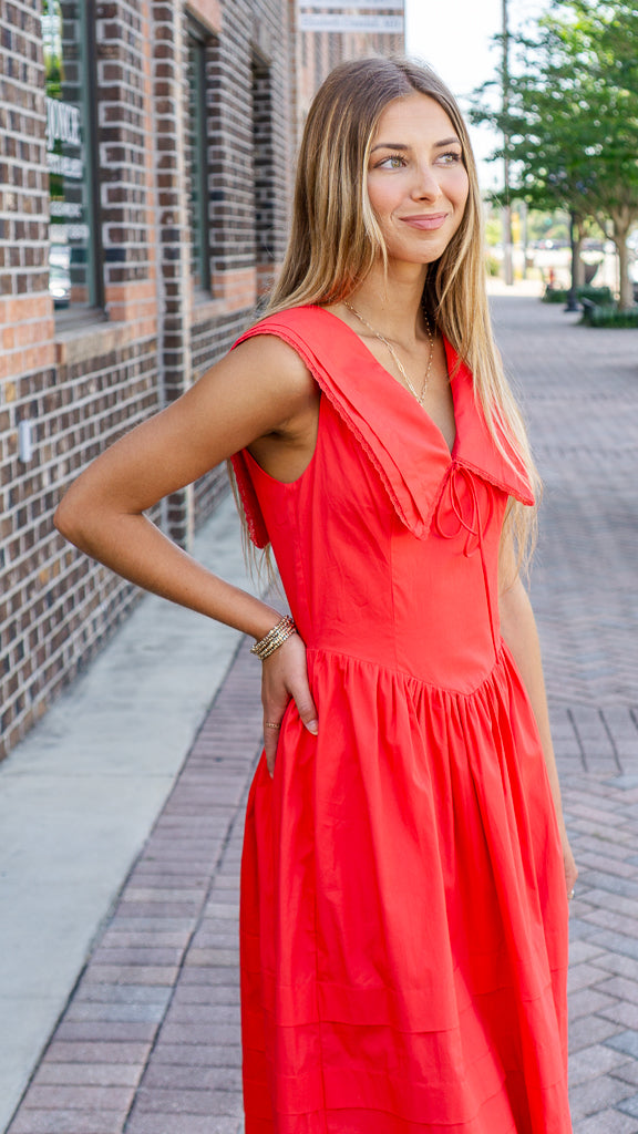 AUREUM Women's Dresses Sailor Collar Midi Dress || David's Clothing