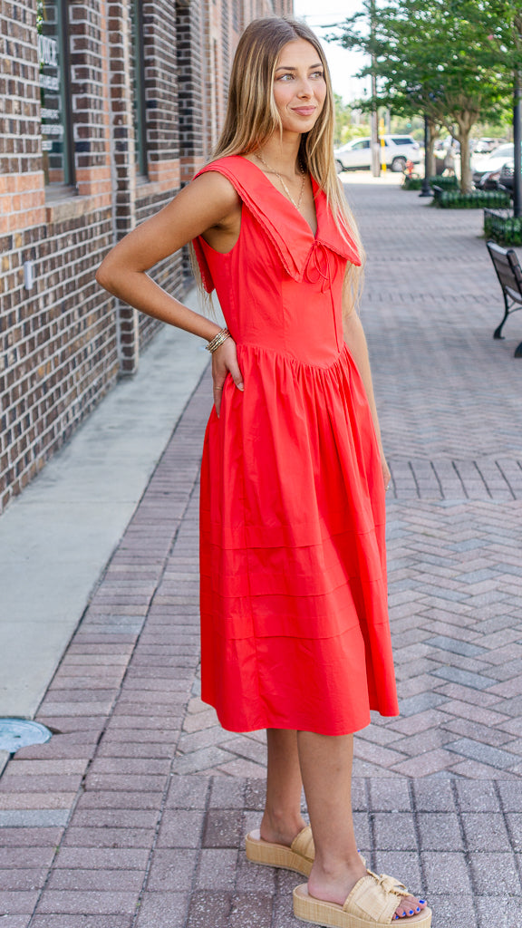 AUREUM Women's Dresses Sailor Collar Midi Dress || David's Clothing