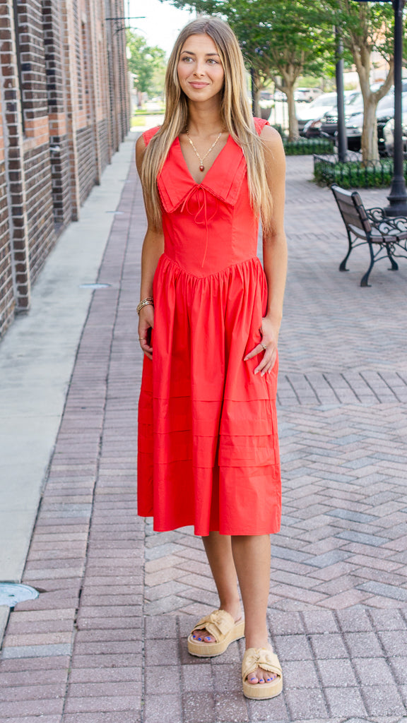 AUREUM Women's Dresses Sailor Collar Midi Dress || David's Clothing