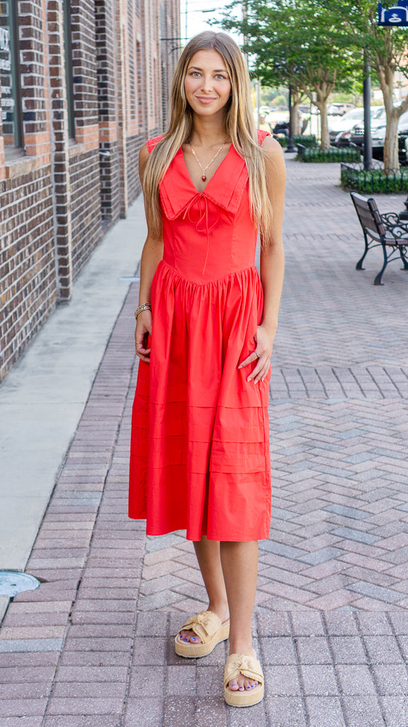 AUREUM Women's Dresses Sailor Collar Midi Dress || David's Clothing