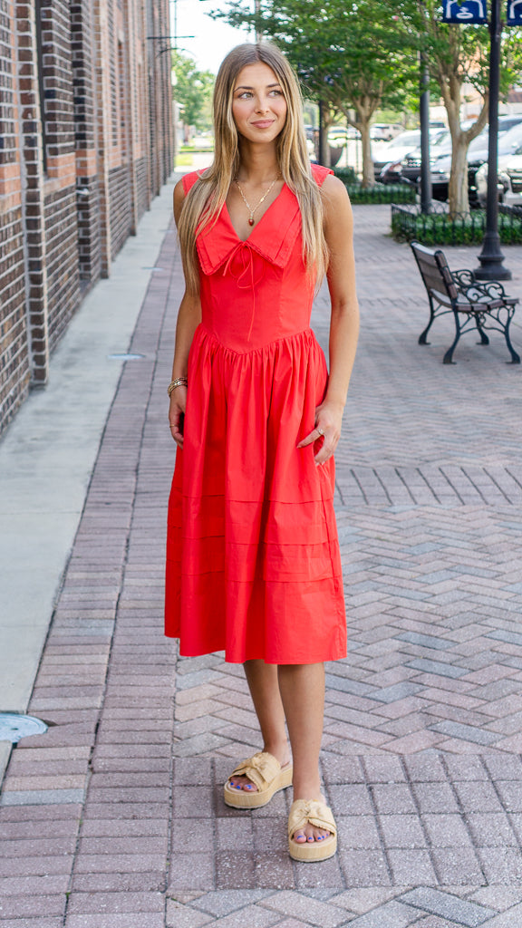 AUREUM Women's Dresses Sailor Collar Midi Dress || David's Clothing