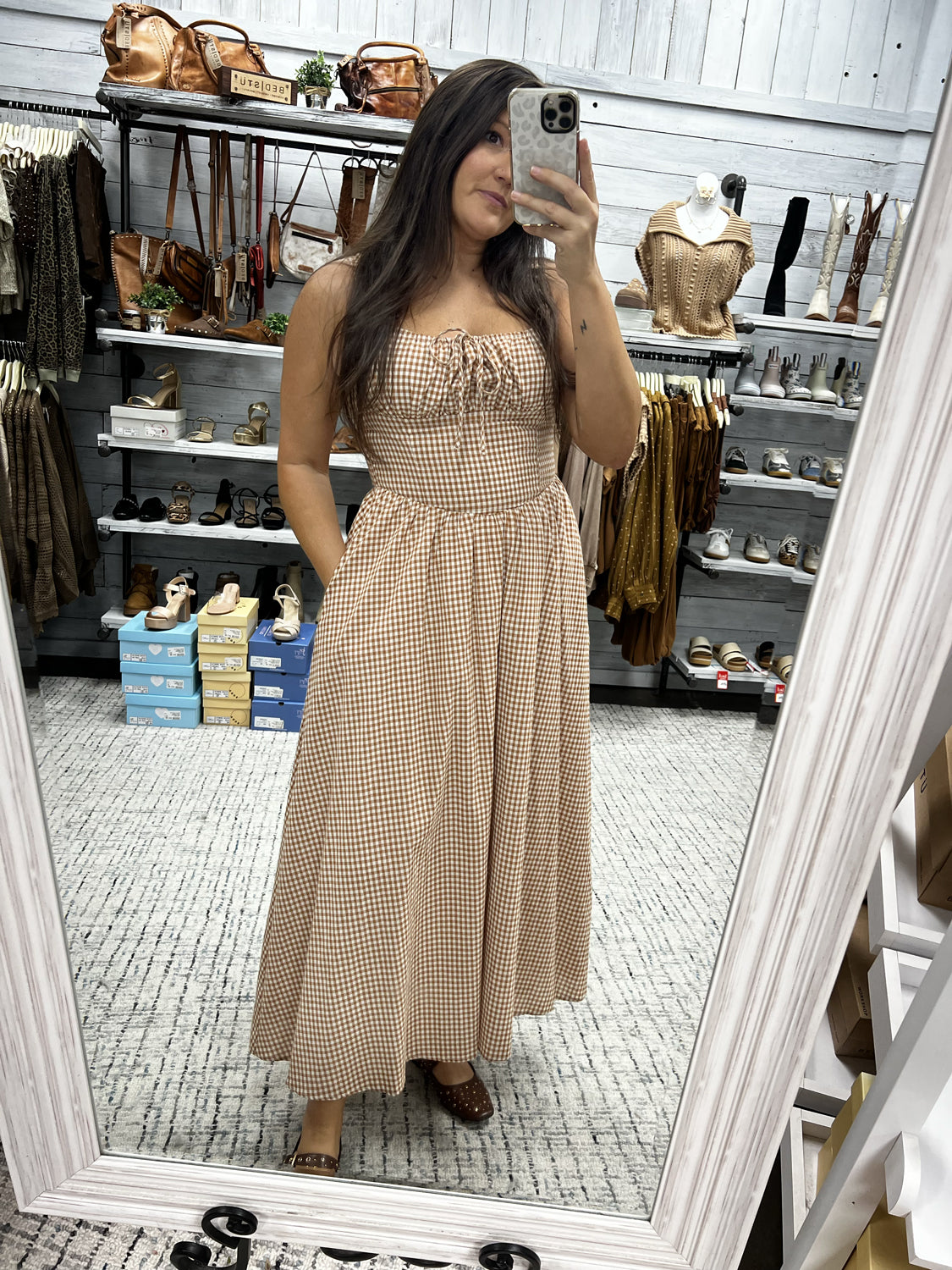 AUREUM Women's Dresses SIENNA / XS Gingham Corset Maxi Dress AD2193