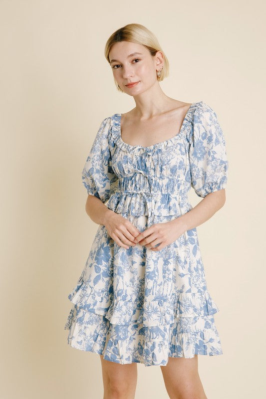 AUREUM Women's Dresses Toile Print Mini Dress || David's Clothing