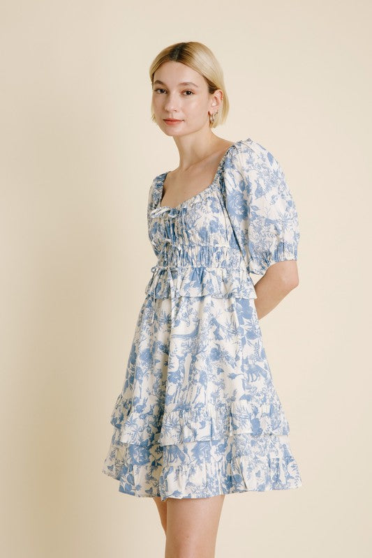 AUREUM Women's Dresses Toile Print Mini Dress || David's Clothing