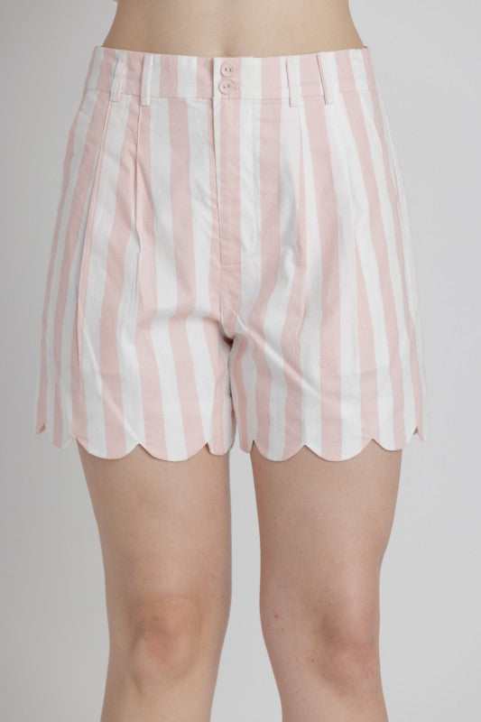 AUREUM Women's Shorts Striped Scallop Shorts
