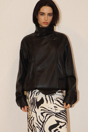 BAILEY ROSE Women's Jackets Faux Leather Bomber Jacket