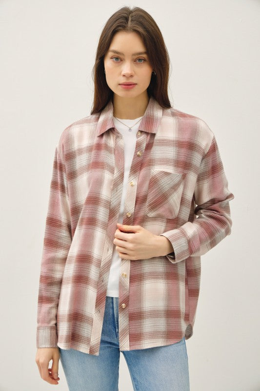 Be Cool LA 22-Women's Woven Top 1 - take pics 222 CLASSIC PLAID LS