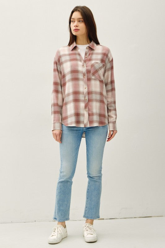 Be Cool LA 22-Women's Woven Top 1 - take pics 222 CLASSIC PLAID LS