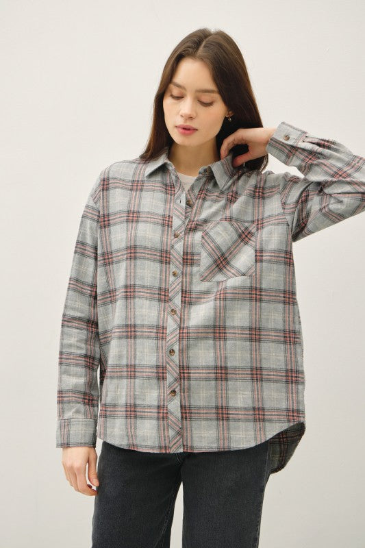 Be Cool LA 22-Women's Woven Top 1 - take pics 222 CLASSIC PLAID LS