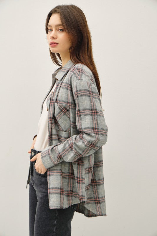 Be Cool LA 22-Women's Woven Top 1 - take pics 222 CLASSIC PLAID LS
