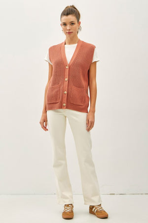 Be Cool LA Women's Sweaters Varsity Style Button Up Sweater Vest With Pockets || David's Clothing