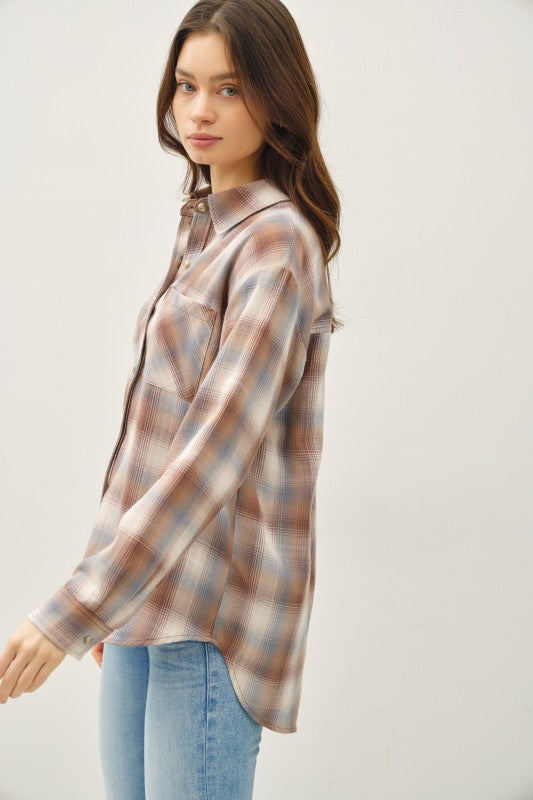 Be Cool LA Women's Top Cambell Plaid Boxy Shirt