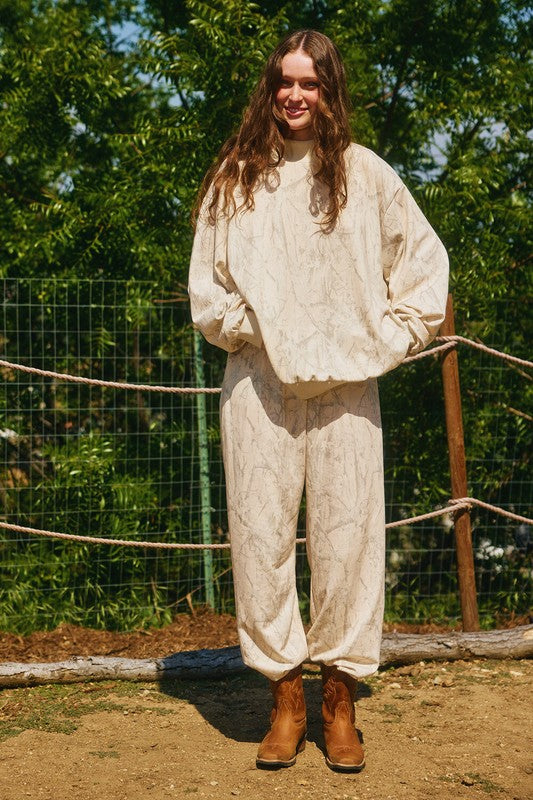 BUCKET LIST Women's Pants S / TAUPE Camouflage Loose Fit Waist Banded Jogger Pants P5705