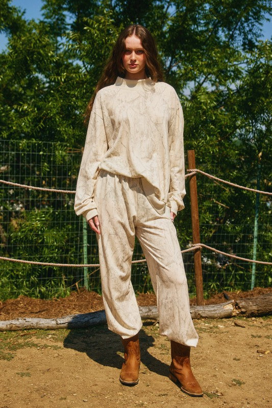 BUCKET LIST Women's Pants S / TAUPE Camouflage Loose Fit Waist Banded Jogger Pants P5705