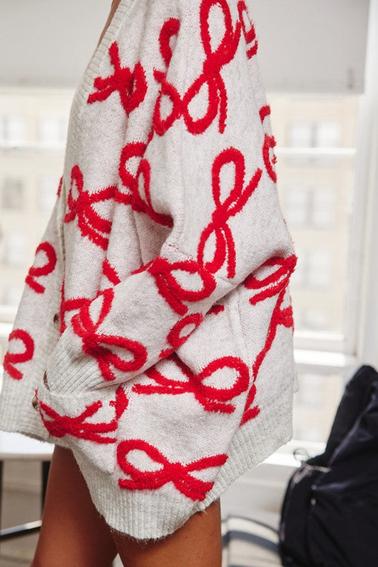 BUCKET LIST Women's Sweaters Oversized Ribbon Pullover Sweater Cardigan || David's Clothing