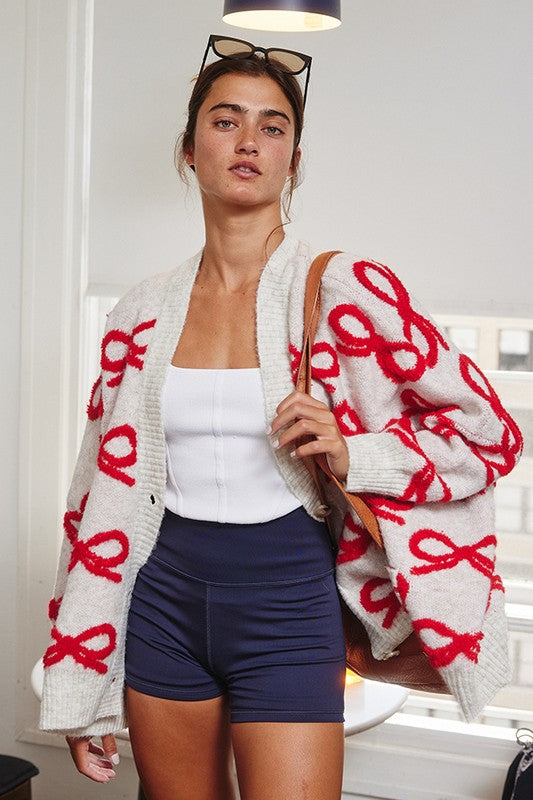 BUCKET LIST Women's Sweaters Oversized Ribbon Pullover Sweater Cardigan || David's Clothing