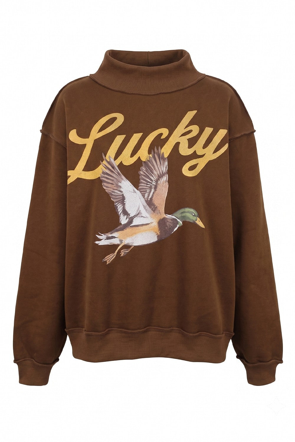 BUCKET LIST Women's Sweatshirt CHOCOLAT / S/M Lucky & Mallard Graphic Reversable Mock-neck Sweatshirt IT2594MALLARDSP