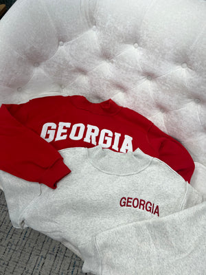 BUCKET LIST Women's Sweatshirt Embroidered "GEORGIA" Mock Neck Pullover
