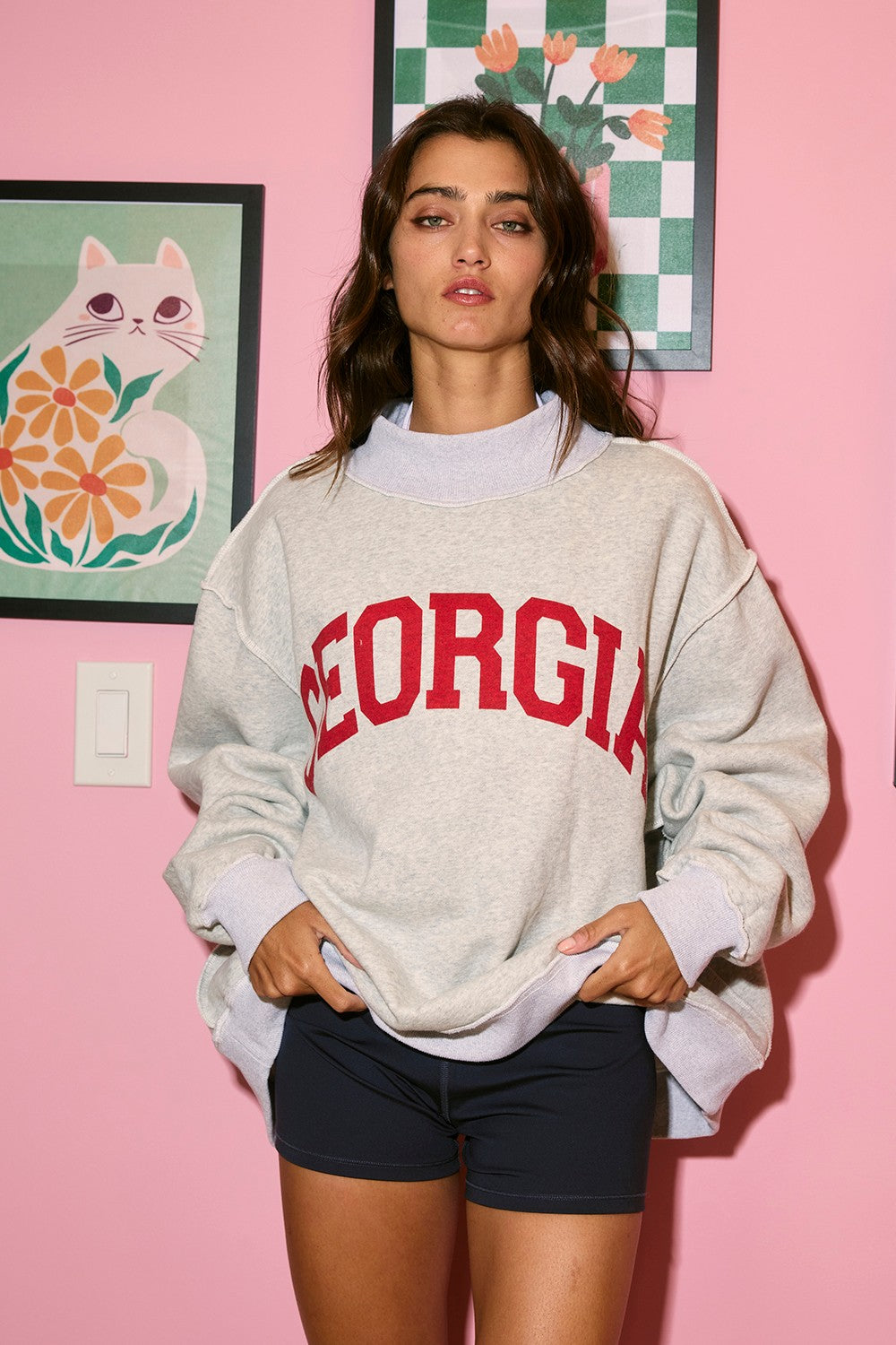 BUCKET LIST Women's Sweatshirt Georgia & GA Print Reversible Mockneck Sweatshirt